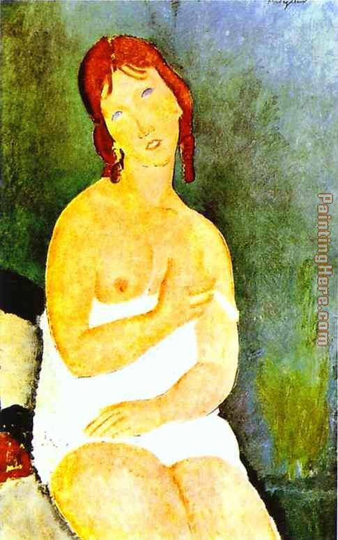 Red-Haired Young Woman in Chemise painting - Amedeo Modigliani Red-Haired Young Woman in Chemise art painting